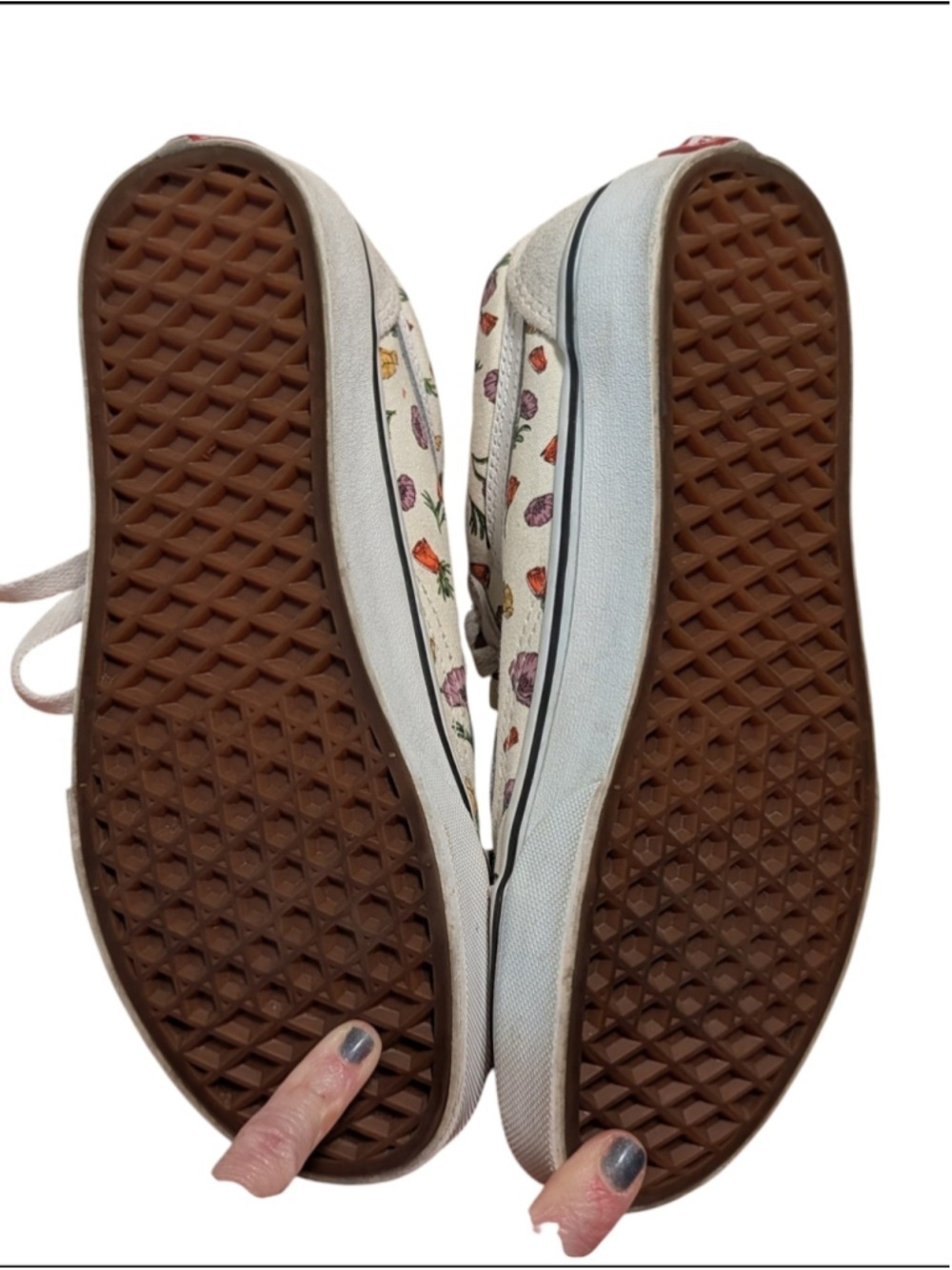 Women's Low-Top Sneakers Cream Floral Print - Picture 7 of 7